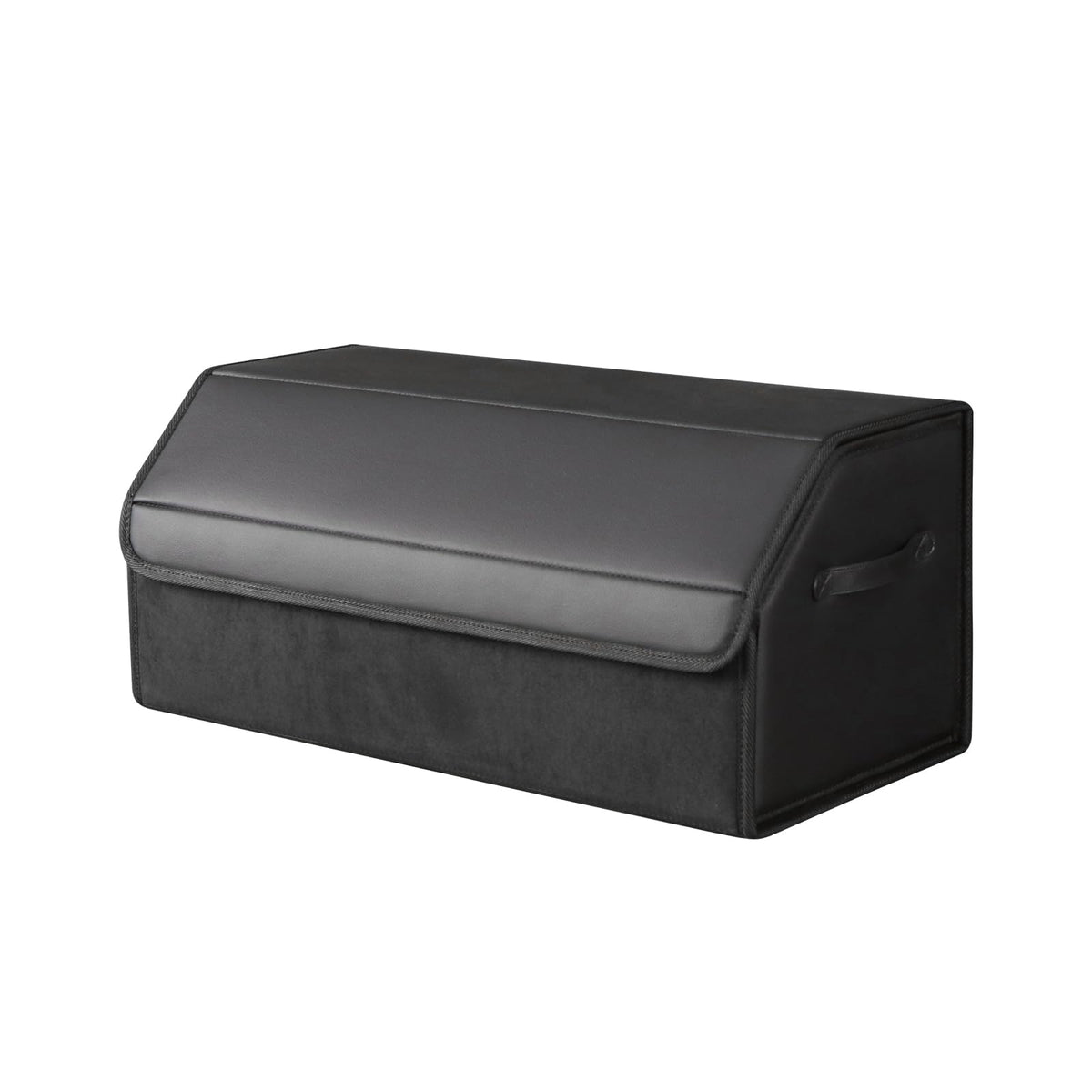 car organizers and storage for SUV,trunk organizer for sedan, leather foldable sleek box with lid,collapsible cargo bins, tool accessories containers,Collapsible Suede velvet (18 inch Covered)