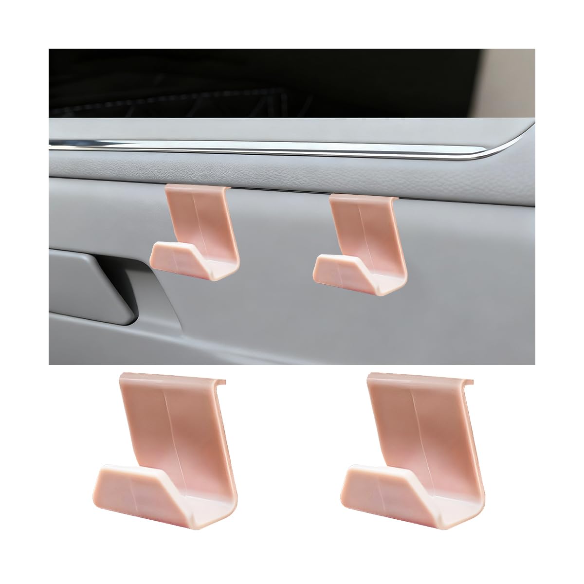 2PCS Car Co-Pilot Glovebox Hooks, Front Passenger Seat Glovebox Storage Hanger for Purse Key Umbrella Cable, Multifunctional Glove Compartment Holder Organizer Hook, Universal Fit (Black)