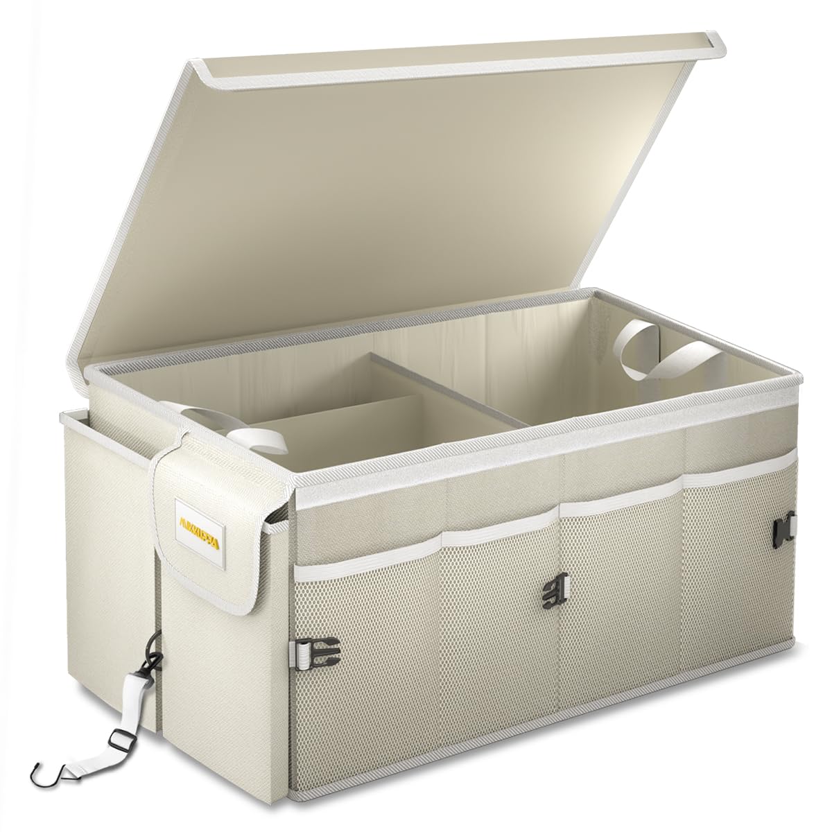 MIKKUPPA Trunk Organizer with Lid - 65L Collapsible Car Organizer, White