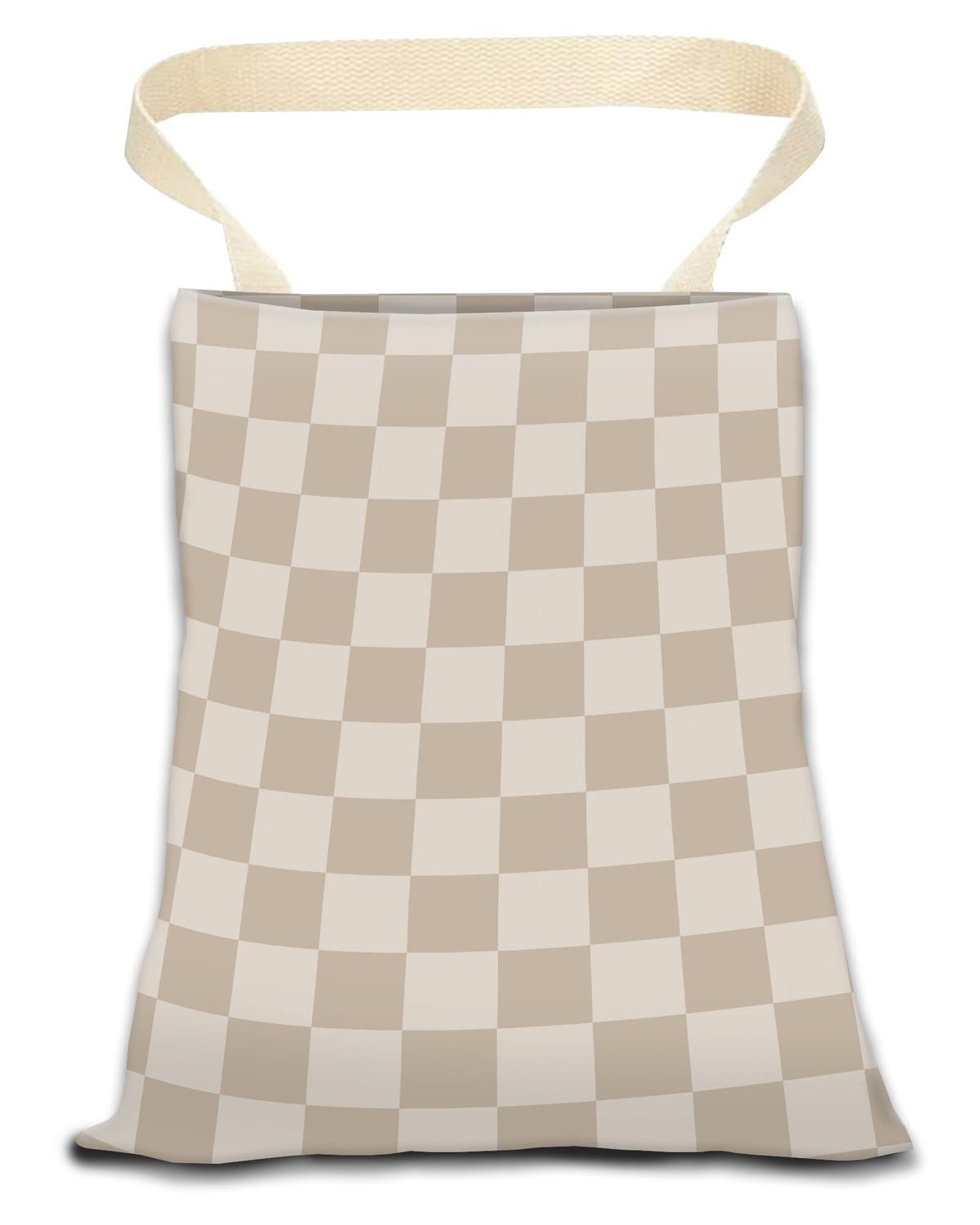 Car Trash Can, Durable Hanging Car Trash Garbage Bag, Cute Automotive Garbage Cans Organizer, Luxury Beige Checkerboard