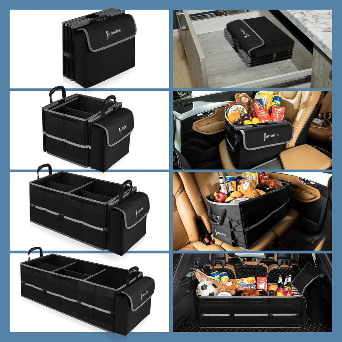 Collapsible Trunk Organizer and Storage for Car with Leak proof Cooler Bag