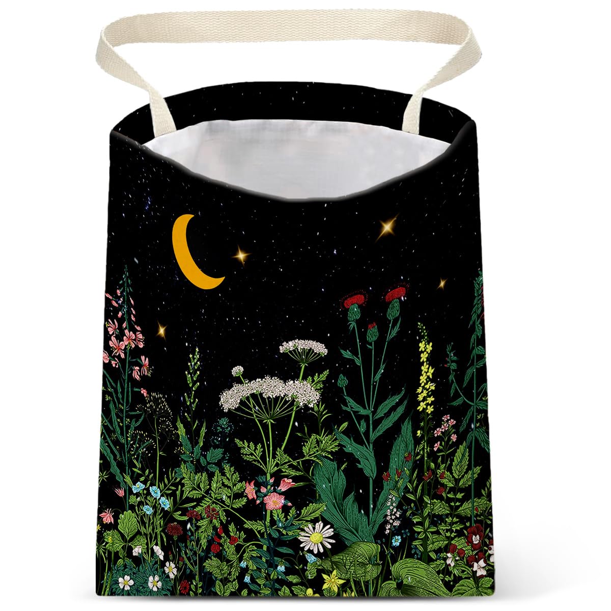 IRADA Car Trash Bag Hanging No Snap Small Garbage Bag for Car Back Seat Cute Printed One-Handed Strap Trash Bags Car Accessories-Wildflowers-Black Car Trash Bags