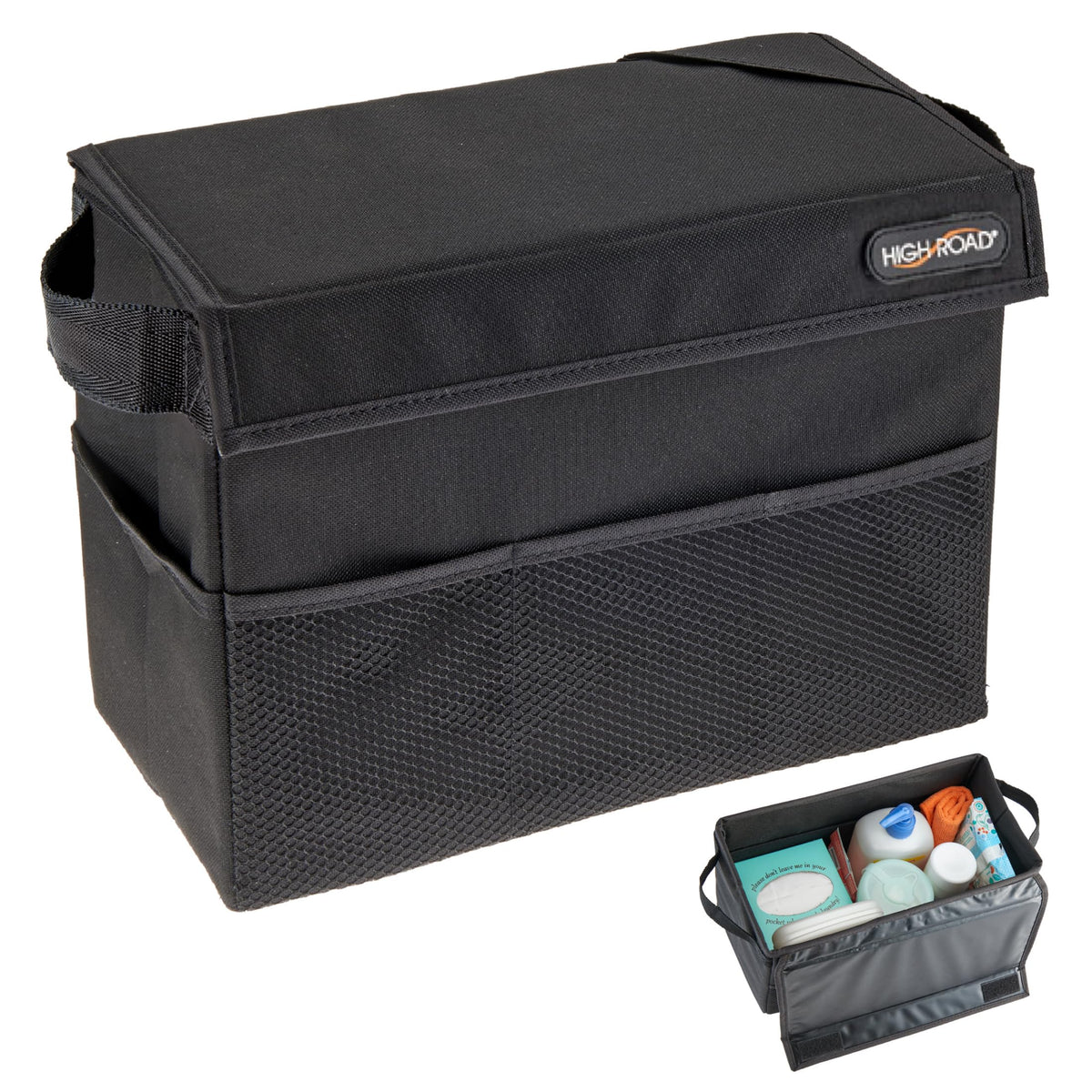 Carganizer Small Car Storage Bin with Lid for Trunk, Front Seat or Backseat