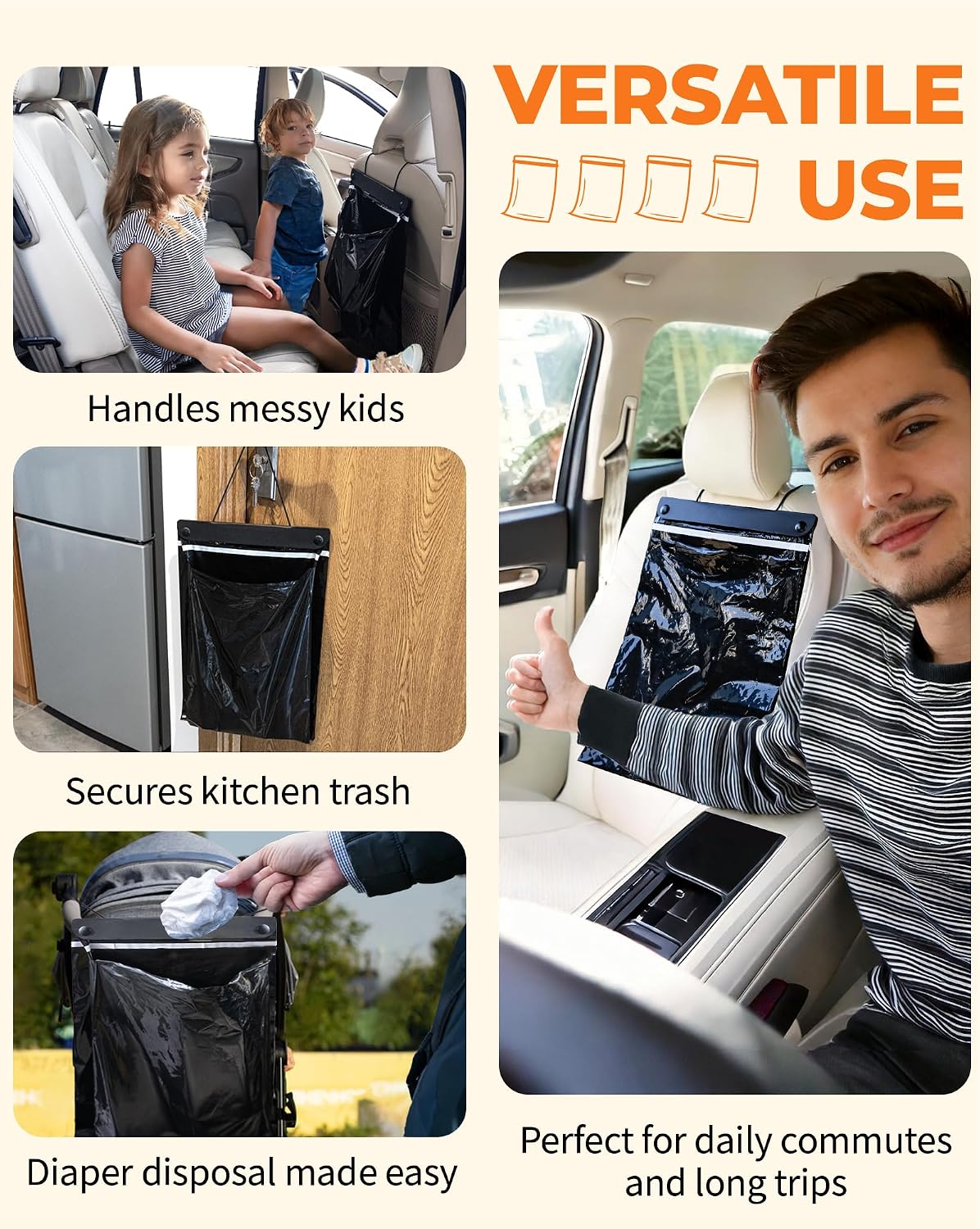 Disposable Car Trash Bags, Set of 15, Hanging Car Garbage Bags