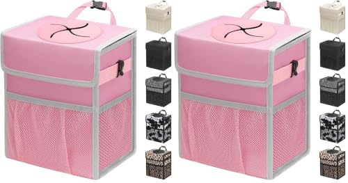 Capolo Car Trash Can with Lid, Leakproof Car Garbage Can Car Trash Bag