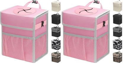Capolo Car Trash Can with Lid, Leakproof Car Garbage Can Car Trash Bag