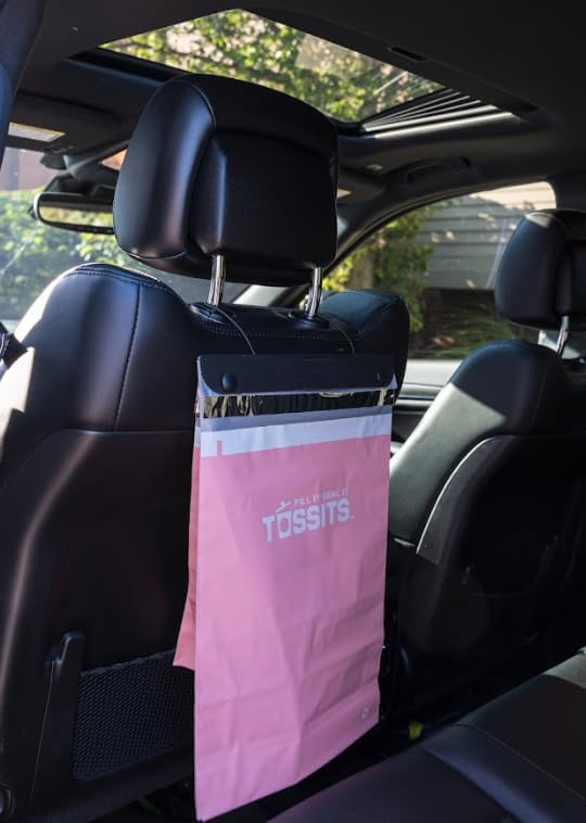 Tossits Hanging Car Trash & Garbage Bags, Disposable, Pink 21 Count