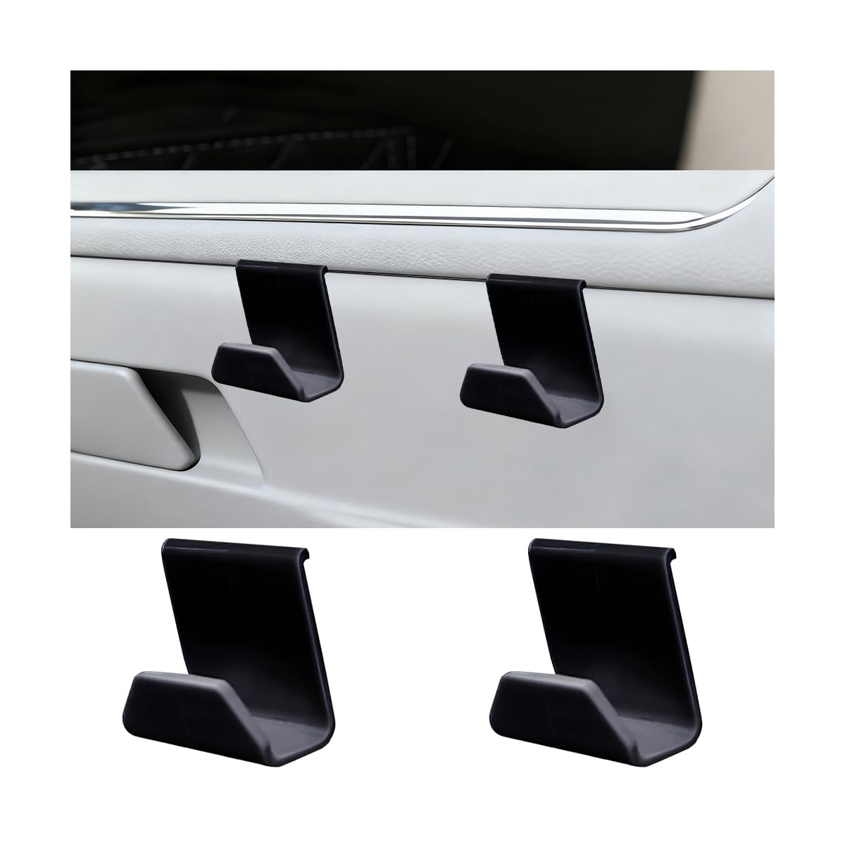 2PCS Car Co-Pilot Glovebox Hooks, Front Passenger Seat Glovebox Storage Hanger for Purse Key Umbrella Cable, Multifunctional Glove Compartment Holder Organizer Hook, Universal Fit (Black)