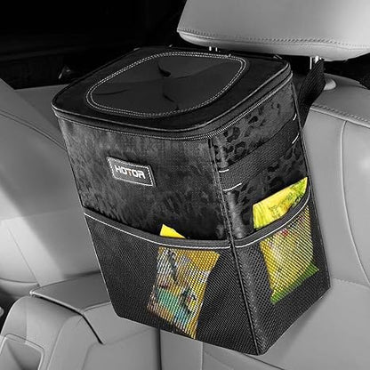 HOTOR Car Trash Can, Leakproof Car Organizer, 2-Gallon, Black