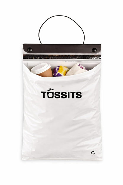 Tossits Hanging Car Trash & Garbage Bags, Disposable, Gray 7 Count