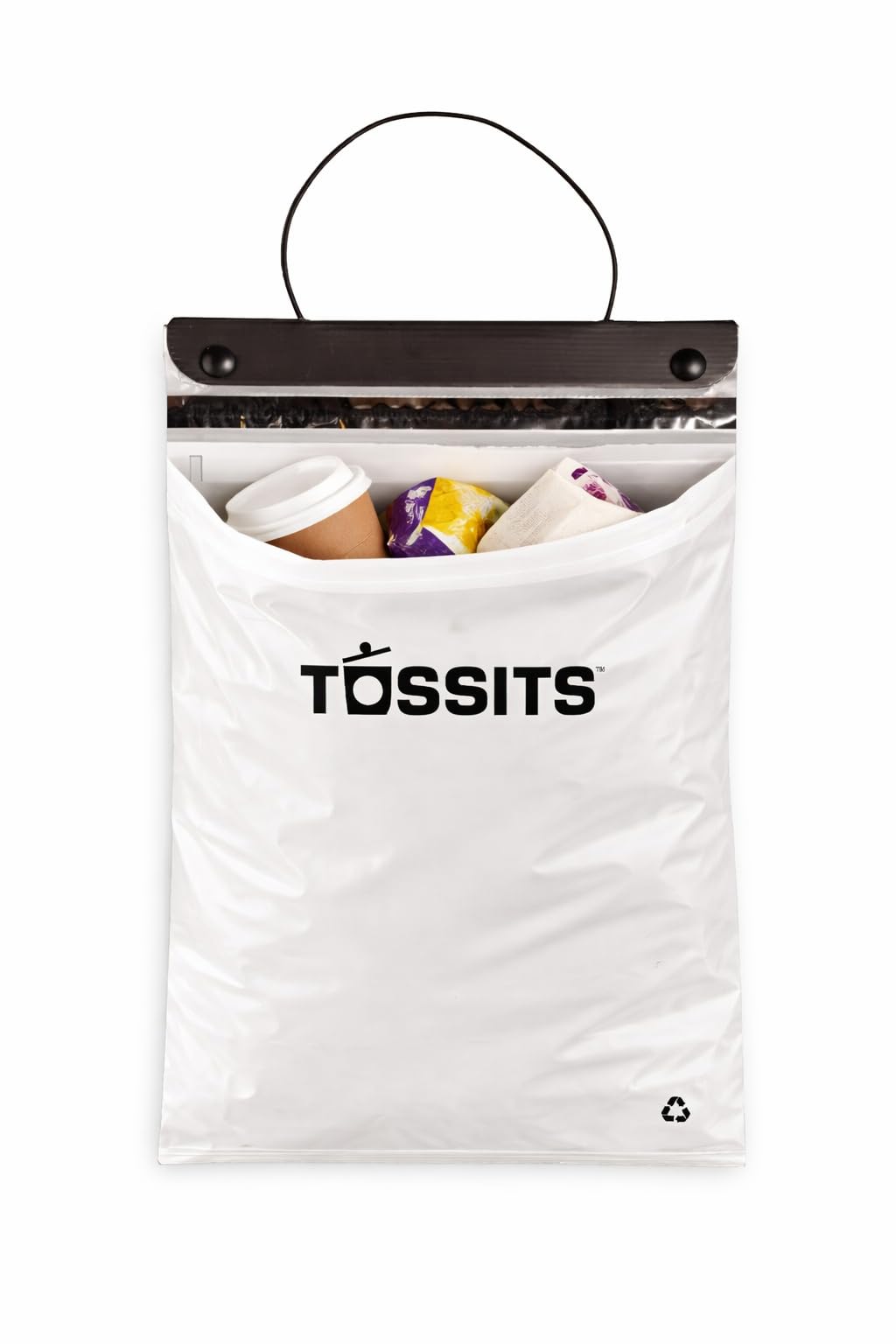Tossits Hanging Car Trash & Garbage Bags, Disposable, Black 7 Count