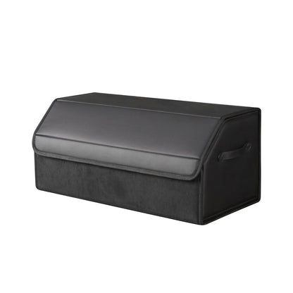 car organizers and storage for SUV,trunk organizer for sedan, leather foldable sleek box with lid,collapsible cargo bins, tool accessories containers,Collapsible Suede velvet (13 inch Covered)