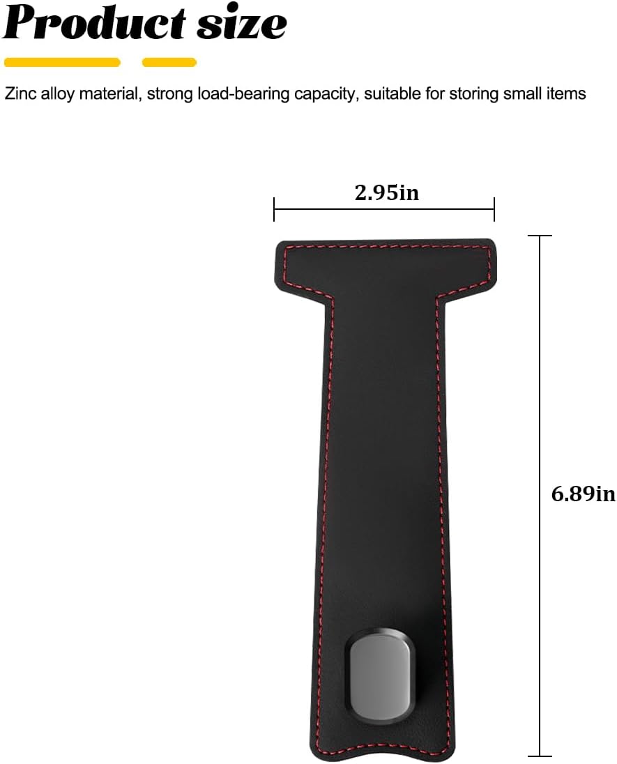 Zpana 2PCS Car Co-Pilot Glovebox Hooks, Nappa Leather Front Passenger Seat Hanging Storage Organizer for Handbag Purse, Anti-Scratch Auto Interior Glove Box Hanger, Universal for Vehicles (Black)