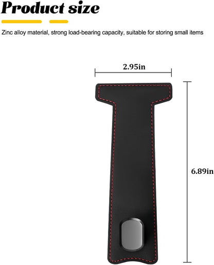 Zpana 2PCS Car Co-Pilot Glovebox Hooks, Nappa Leather Front Passenger Seat Hanging Storage Organizer for Handbag Purse, Anti-Scratch Auto Interior Glove Box Hanger, Universal for Vehicles (Black)
