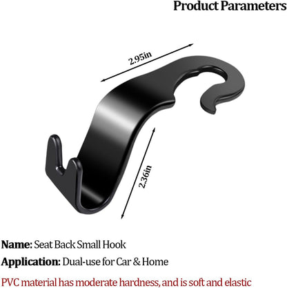 Car Seat Headrest Hook, 2PCS Vehicle Seat Back Storage Hanger Hook for Handbag Purse Coat, Automotive Interior Headrest Organizer, Universal for SUV Caravan Pickup