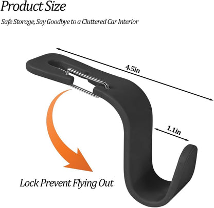 4PCS Car Seat Headrest Hook, Multifunctional Vehicle Seat Back Hanger Holder for Purse Handbag Umbrella, Automotive Interior Backseat Storage Organizer, Universal for SUV Van Truck (Black)