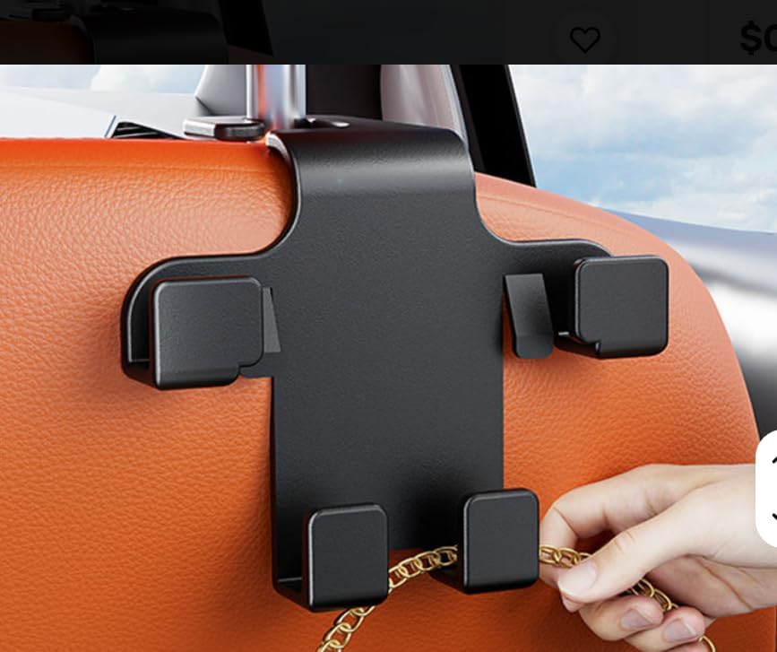 Foldable Car Seat Headrest Hooks 2-Pack – Hidden Design 360° Rotating Organizer for Bags, Groceries & Purses – Heavy Duty ABS Car Back Seat Hanger
