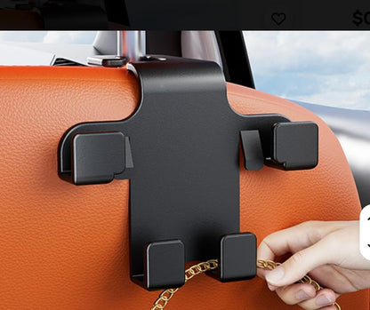 Foldable Car Seat Headrest Hooks 2-Pack – Hidden Design 360° Rotating Organizer for Bags, Groceries & Purses – Heavy Duty ABS Car Back Seat Hanger