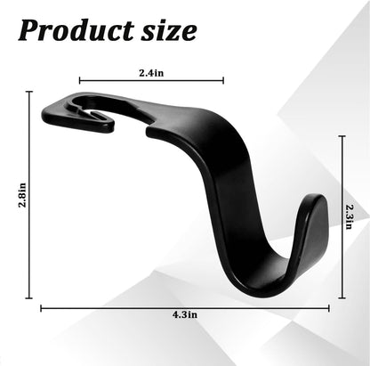 4PCS Car Seat Headrest Hooks, Vehicle Back Seat Organizer Hanger Holder for Purses Grocery Bags, Automotive Interior Headrest Storage Hook, Universal for SUV RV Truck (Black)