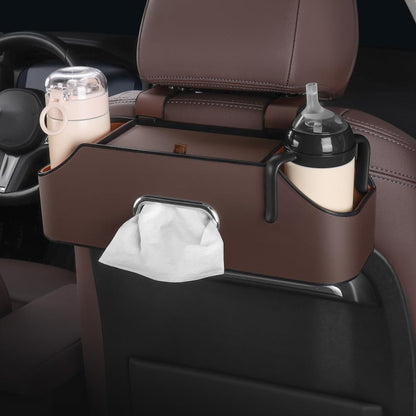 HAOTULE New car headrest Rear seat Multifunctional Storage Box, partition Design, with Cup Holder, Tissue Box, headrest Hook, Suitable for Children and Adults, car Travel Accessories (Black)