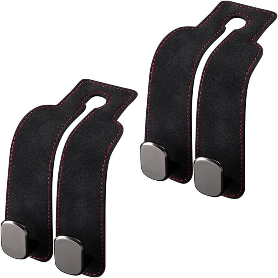 2026 New Car Seat Headrest Hooks for Purses and Bags - Support Car Headrest Hooks for Purses and Bags Coat, Leather Car Bag Purse Holder with Double Hooks (Brown-2PC)