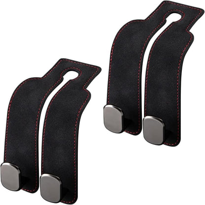2026 New Car Seat Headrest Hooks for Purses and Bags - Support Car Headrest Hooks for Purses and Bags Coat, Leather Car Bag Purse Holder with Double Hooks (Brown-2PC)