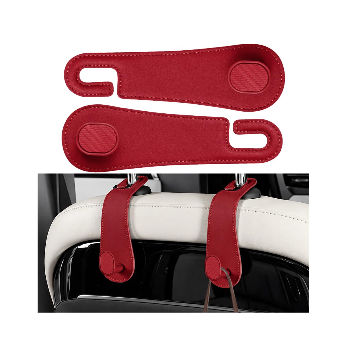 2PCS Car Headrest Hook, Strong Load-Bearing, Hidden Design, Black