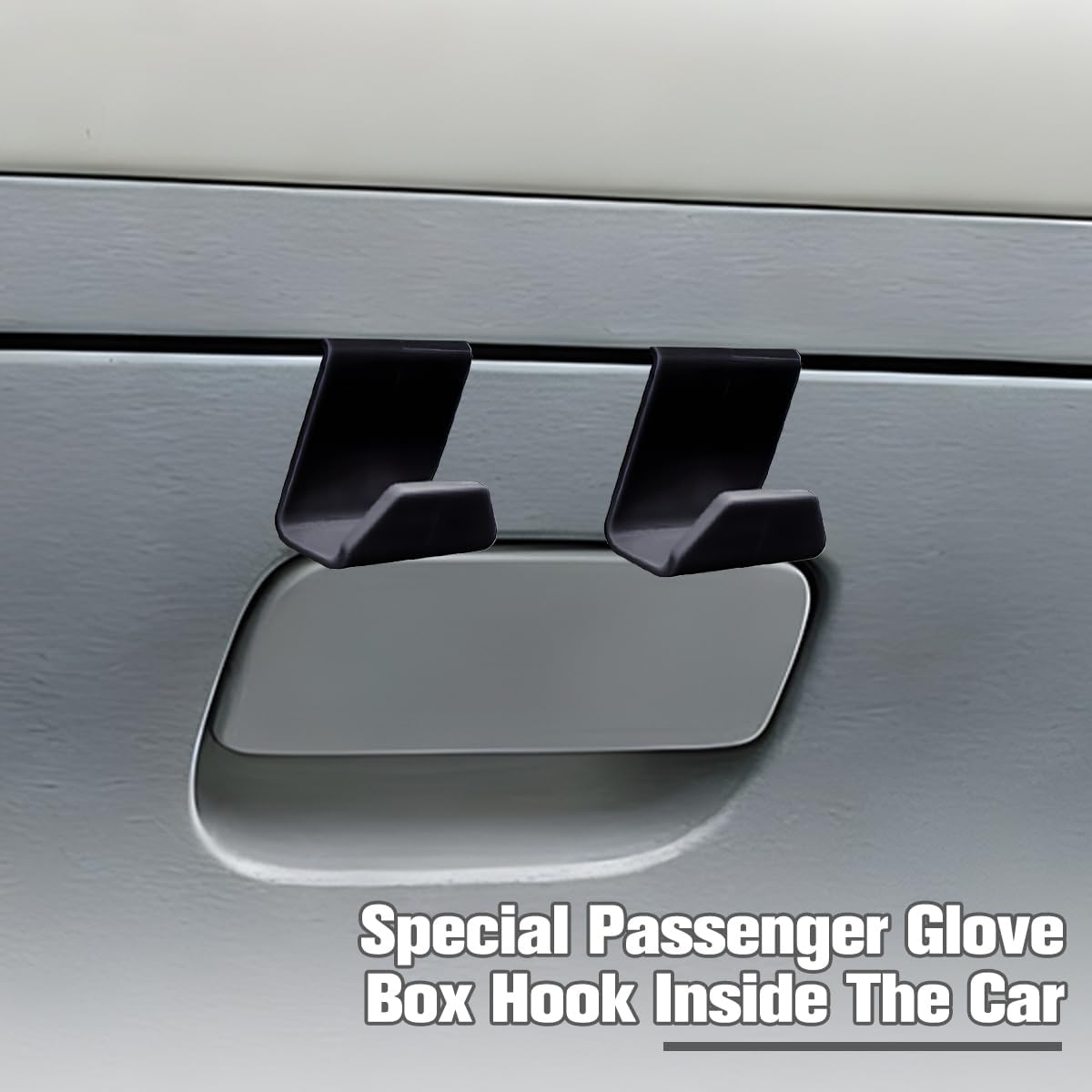 2PCS Car Co-Pilot Glovebox Hooks, Front Passenger Seat Glovebox Storage Hanger for Purse Key Umbrella Cable, Multifunctional Glove Compartment Holder Organizer Hook, Universal Fit (Black)