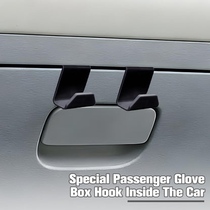 2PCS Car Co-Pilot Glovebox Hooks, Front Passenger Seat Glovebox Storage Hanger for Purse Key Umbrella Cable, Multifunctional Glove Compartment Holder Organizer Hook, Universal Fit (Black)