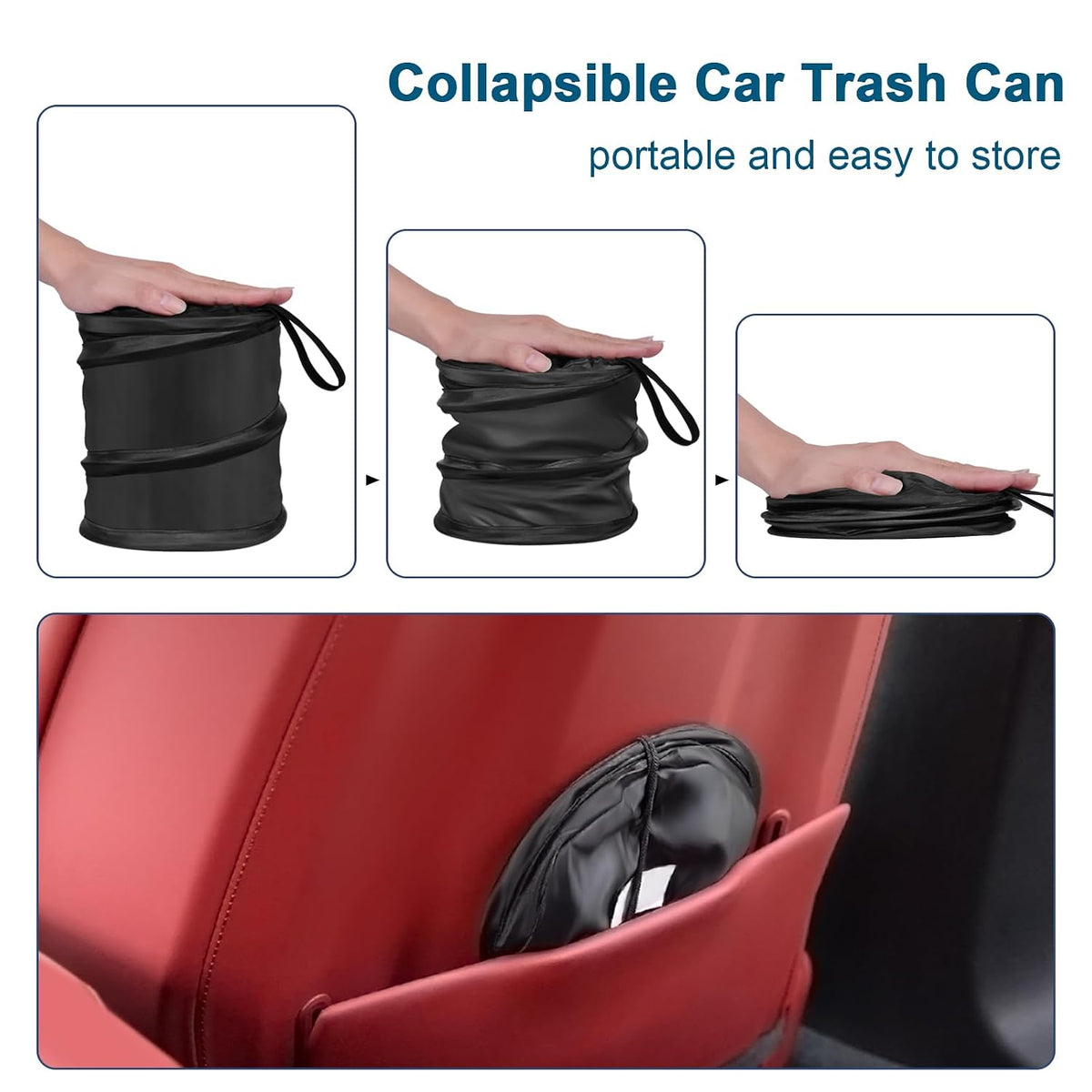 Car Trash Can, 2 Packs Mini Collapsible Pop-up Compact Garbage Can