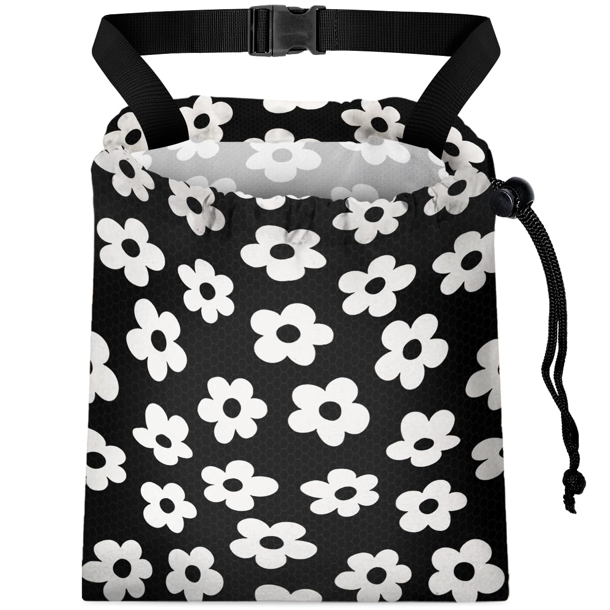 Car Trash Bag Hanging Back of Seat with Adjustable Snap Buckle Strap Cute Printed Drawstring Garbage Bags for Car-Boho Floral