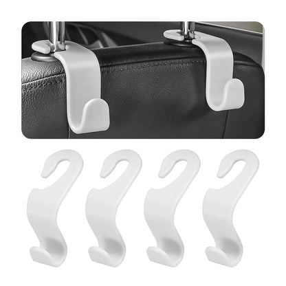 8sanlione 4PCS Car Back Seat Headrest Hooks, Storage Hanger, Black