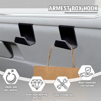 2PCS Car Co-Pilot Glovebox Hooks, Front Passenger Seat Glovebox Storage Hanger for Purse Key Umbrella Cable, Multifunctional Glove Compartment Holder Organizer Hook, Universal Fit (Black)