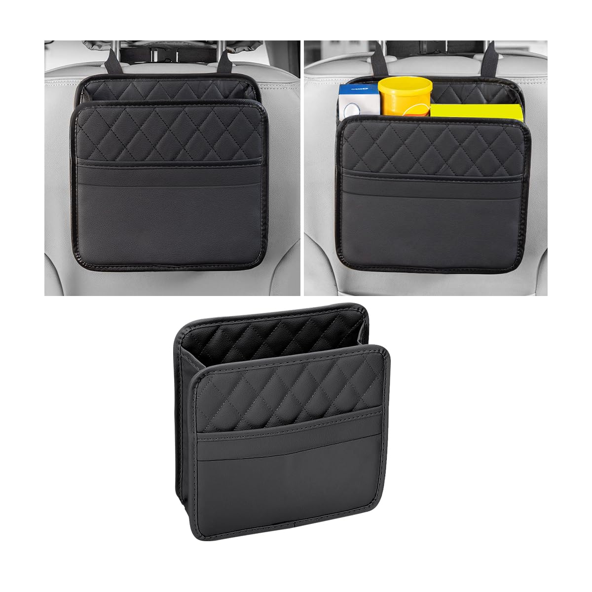 Mandark PU Leather Car Seat Back Organizer, Black