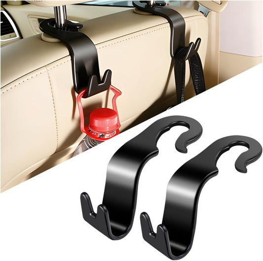 Car Seat Headrest Hook, 2PCS Vehicle Seat Back Storage Hanger Hook for Handbag Purse Coat, Automotive Interior Headrest Organizer, Universal for SUV Caravan Pickup