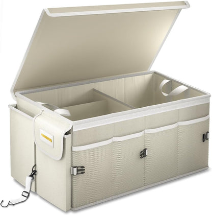 MIKKUPPA Trunk Organizer with Lid - 65L Collapsible Car Organizer, White