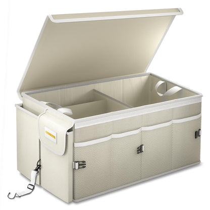 MIKKUPPA Trunk Organizer with Lid - 65L Collapsible Car Organizer, White