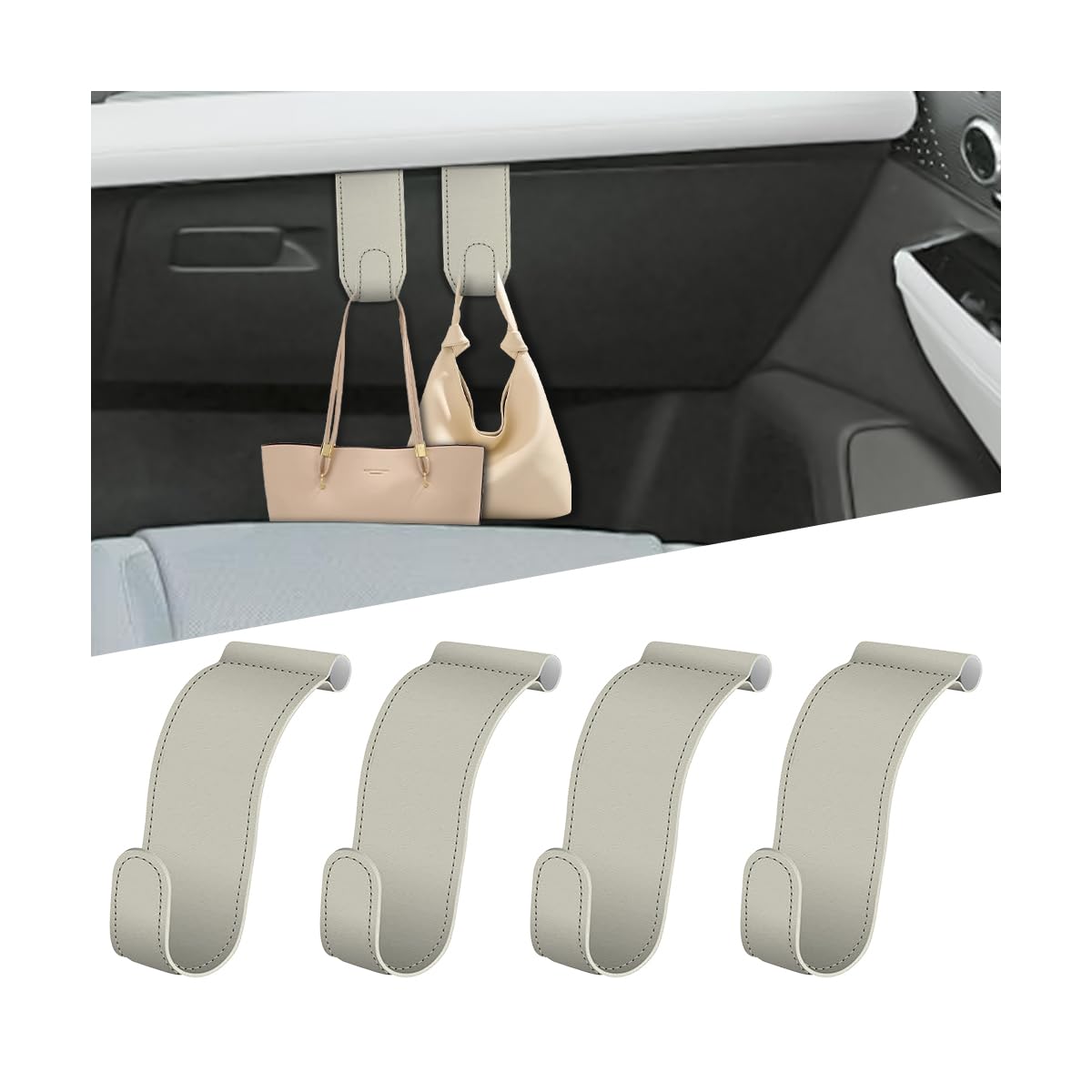 Bittwee 2PCS Car Glove Box Hooks Passenger Storage Hangers Black