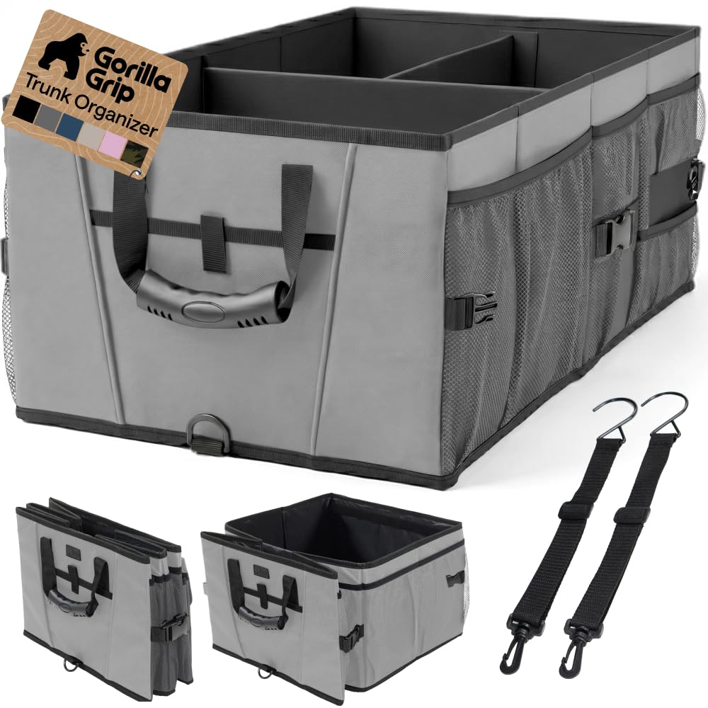GORILLA GRIP Trunk Organizer for SUV and Cars, Large Capacity Black