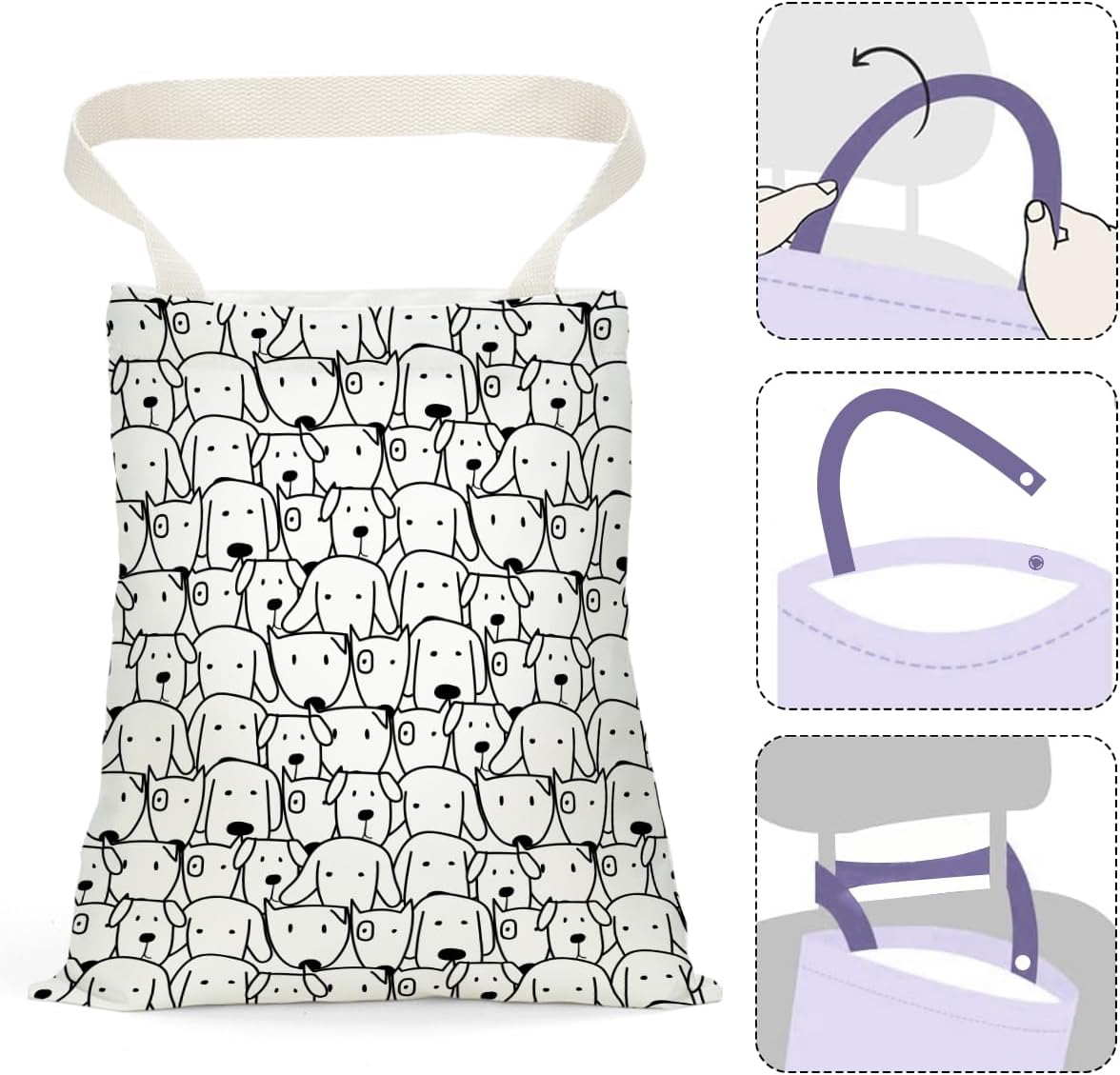 Car Trash Bag Car Garbage Bag Hanging Cars Trash Can, Waterproof Cars Back Seat Organizer for Vehicle Travelling Campingg Animal Dog Cow Leopard Decor