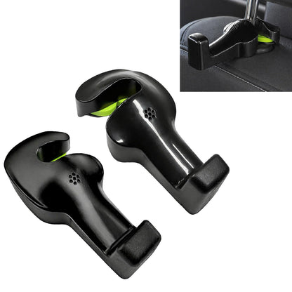 2 PCS Car Back Seat Headrest Hanger, Compact Auto Seat Head Rest Storage Organizer Hanger for Bag Purse Cloth, Universal Headrest Hidden Holder Hook for Most Vehicles (Beige)