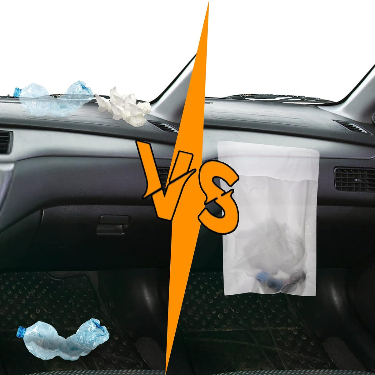 Hedume 200 PCS Car Garbage Bag, Easy Stick-On Disposable Auto Trash Bag, Car Vomit Bag, Waterproof Leakproof Large Capacity Portable Convenient, Suitable for Car, Kitchen, Travel, Camping, Office