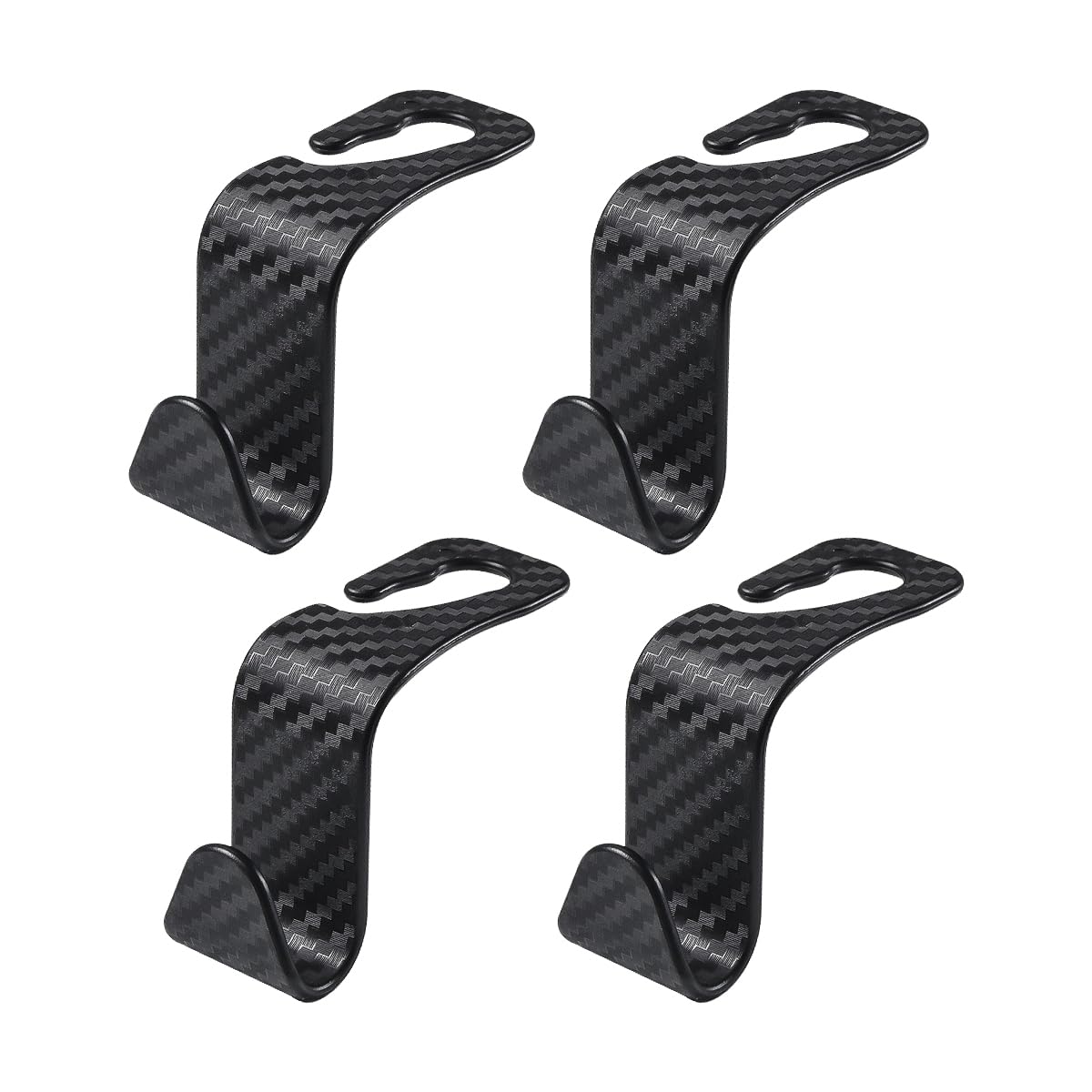 povtii 4 PCS Car Seat Headrest Hooks, Auto Backseat Organizer Hanger Holder, Vehicle Seat Back Storage Hooks for Purse Coat Umbrella Grocery Bag Handbag, Interior Car Accessories (Black)