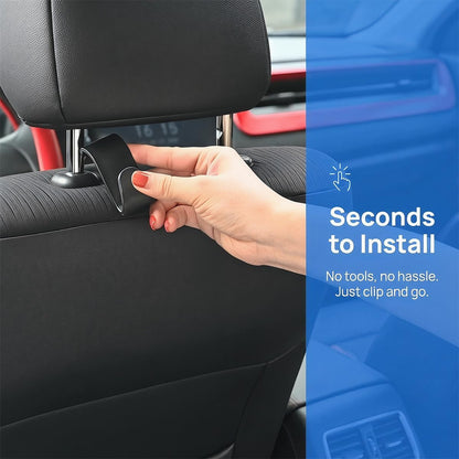 4PCS Car Seat Headrest Hooks for Bags, Coats, Glossy Black