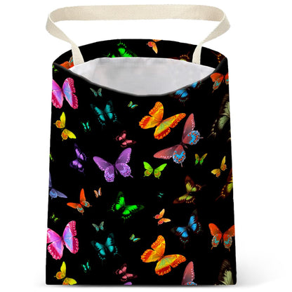IRADA Car Trash Bag Hanging No Snap Small Garbage Bag for Car Back Seat Cute Printed One-Handed Strap Trash Bags Car Accessories-Wildflowers-Black Car Trash Bags