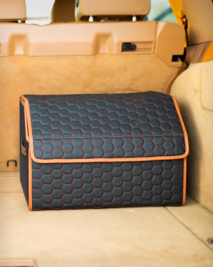 Owleys Foldable Trunk Organizer for Car Storage - Collapsible Auto Trunk Organizer With Lid - Trunk Organization (21.6 inch, Hexy)