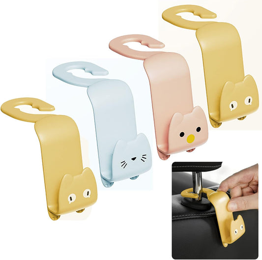 Fashion Car Seat Back Organizers, 4 Pack Universal Headrest Hooks, Bag Holder, Automobile Seat Back Hanger for Purse Bags and Coats (Random Color)
