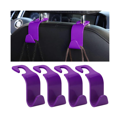 4PCS Car Seat Headrest Hooks for Bags, Coats, Glossy Black