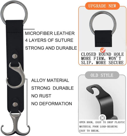 Car Headrest Hook 2 Pack Faux Leather Hanger Purse Bag Holder Purse Hook