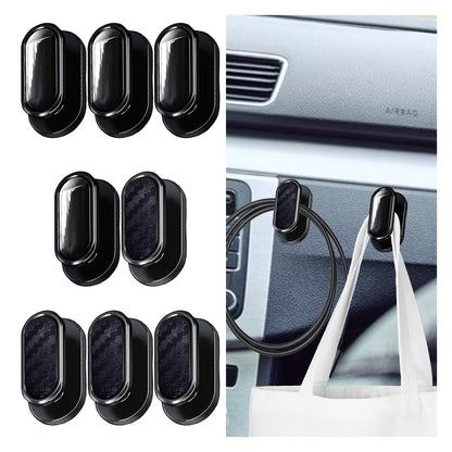 KITUREK Car Mini Hooks, Self-Adhesive Backseat Hangers, 4PCS, Carbon Fiber